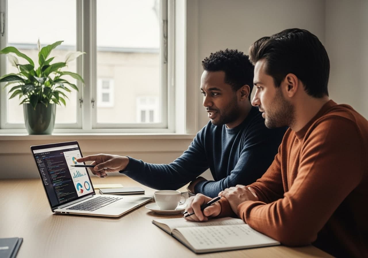 A process analyst and an AI specialist pair-working on a client's real process